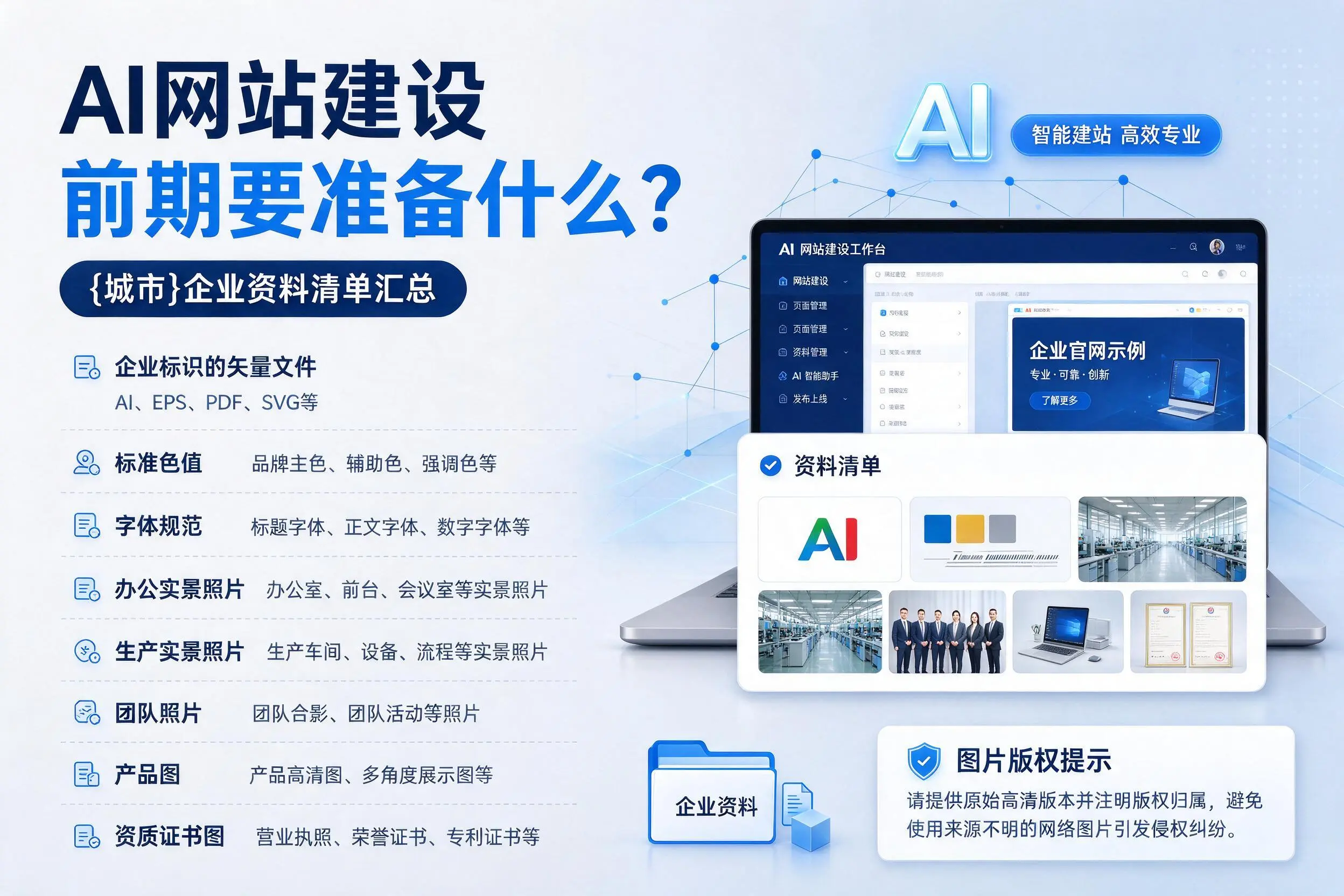 AI网站建设前期要准备什么?延边企业资料清单汇总